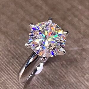 Neiman Marcus Sterling Silver Solitaire Ring with Brilliant Moissanite 5 CTS